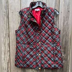 KIM ROGERS Tartan Red Snap Full Zip Puffer Vest Women’s  Medium